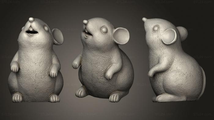 Статуэтки животных (Мышь, STKJ_2363) 3D модель для ЧПУ станка